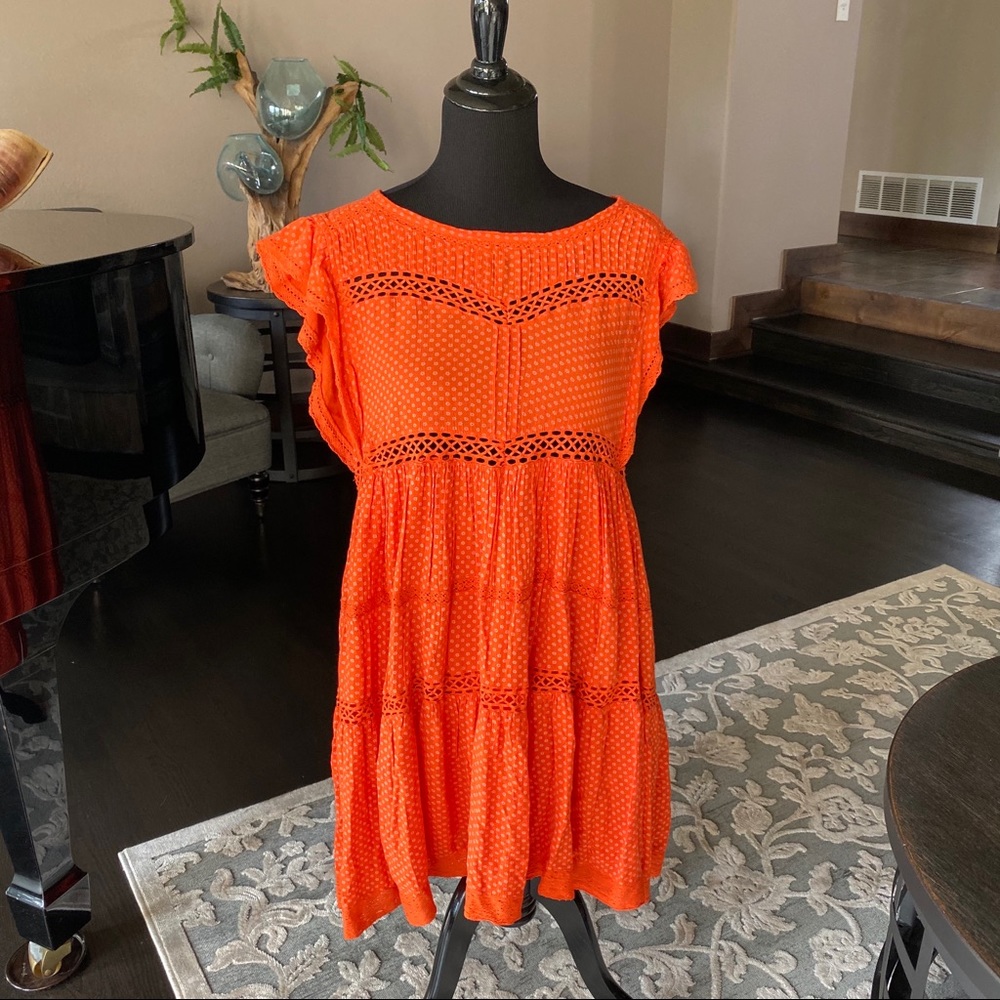 free people retro a line dress Kitty Tangerine Size M Color:Copper waist silhouette create a nye sequins Girls Long Off Shoulder